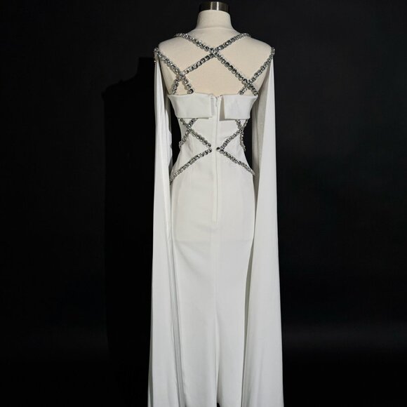 Brand New US 4 Georges Hobeika Maxi Evening Gown Stones Detailed - Picture 5 of 5